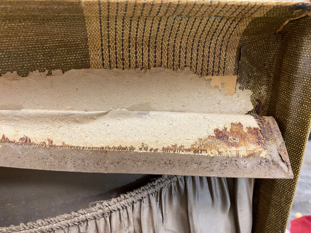 Liner being pulled away from the surface